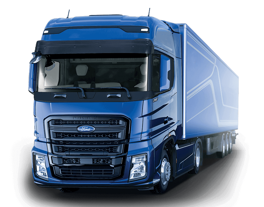zdjęcie przedstawiające niebieski tir Ford spedycja i transport.